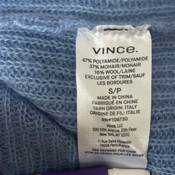 VINCE S/P preppy feminine mohair wool Women's Blue Cardigan - Picture 7 of 10